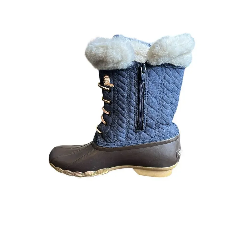 Sperry Fashion Saltwater Duck Boots Womens Size 6 Navy Quilted Waterproof